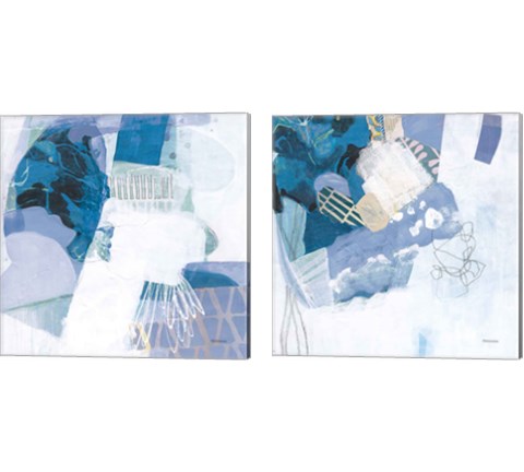 Abstract Layers Blue 2 Piece Canvas Print Set by Kathy Ferguson