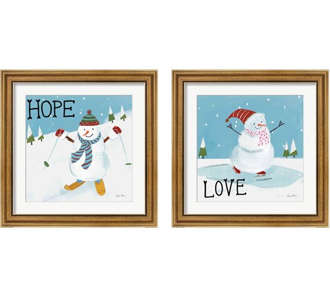 Snowman Snowday 2 Piece Framed Art Print Set by Farida Zaman