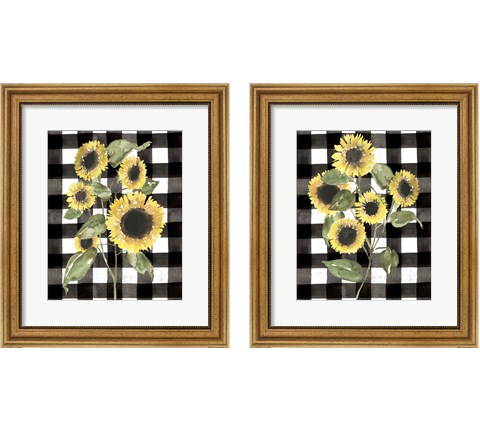 Buffalo Check Sunflower 2 Piece Framed Art Print Set by Jennifer Goldberger