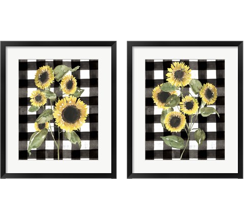 Buffalo Check Sunflower 2 Piece Framed Art Print Set by Jennifer Goldberger