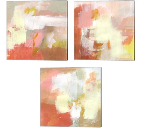Yellow and Blush 3 Piece Canvas Print Set by Victoria Barnes