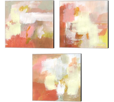 Yellow and Blush 3 Piece Canvas Print Set by Victoria Barnes