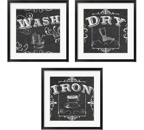 Vintage Laundry Signs 3 Piece Framed Art Print Set by June Erica Vess
