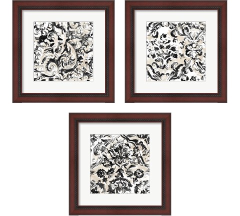 Parchment Brocade 3 Piece Framed Art Print Set by June Erica Vess