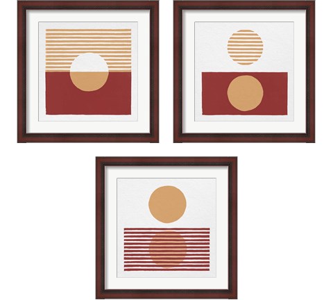 Reflection Red Yellow 3 Piece Framed Art Print Set by Moira Hershey