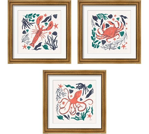 Coastal Reef 3 Piece Framed Art Print Set by Becky Thorns