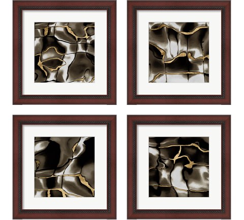 Golden Shimmer  4 Piece Framed Art Print Set by Alonzo Saunders