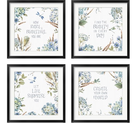 Bohemian Blue Sentiments 4 Piece Framed Art Print Set by Lisa Audit