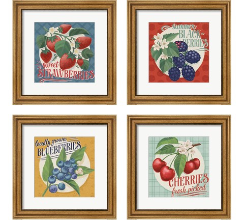 Berry Breeze 4 Piece Framed Art Print Set by Janelle Penner