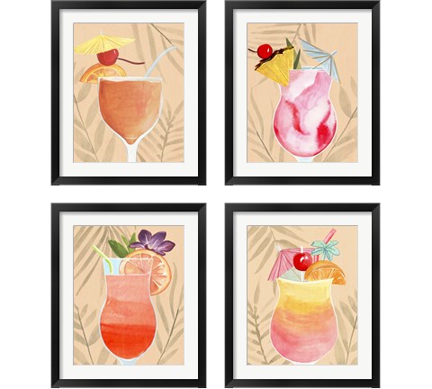 Tropical Cocktail 4 Piece Framed Art Print Set by Annie Warren