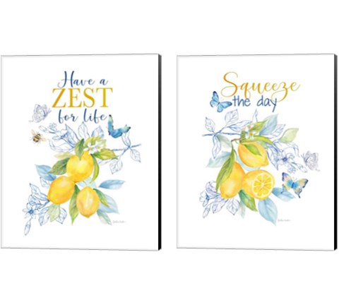 Lemon Sketch Book 2 Piece Canvas Print Set by Cynthia Coulter