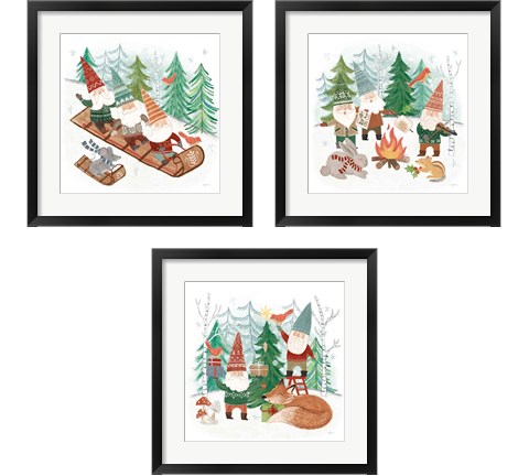 Woodland Gnomes 3 Piece Framed Art Print Set by Mary Urban