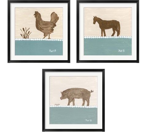 Out to Pasture 3 Piece Framed Art Print Set by Kathleen Bryan