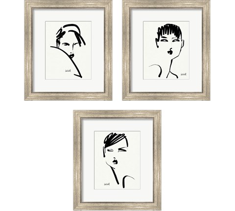 Brush Portrait 3 Piece Framed Art Print Set by Anne Tavoletti