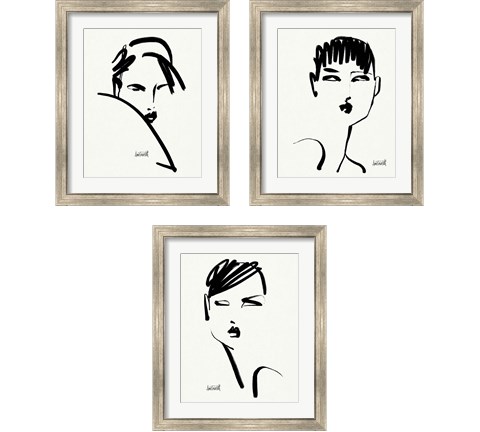 Brush Portrait 3 Piece Framed Art Print Set by Anne Tavoletti