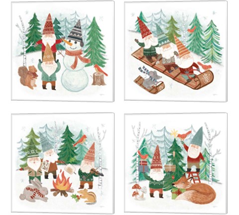 Woodland Gnomes 4 Piece Canvas Print Set by Mary Urban