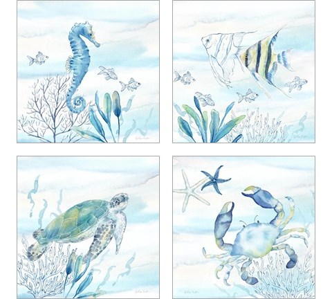 Great Blue Sea  4 Piece Art Print Set by Cynthia Coulter
