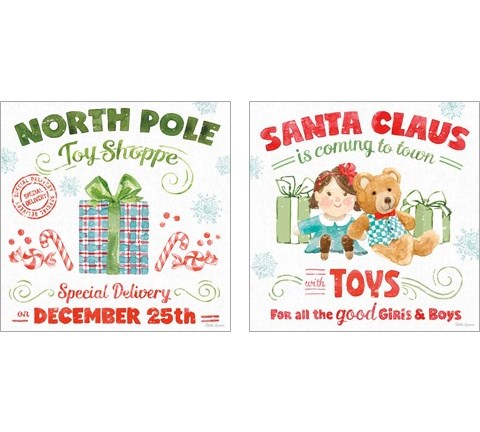 Santa Signs 2 Piece Art Print Set by Beth Grove