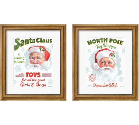 Santa Signs 2 Piece Framed Art Print Set by Beth Grove