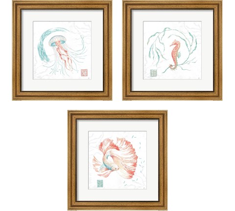 Delicate Sea 3 Piece Framed Art Print Set by Daphne Brissonnet