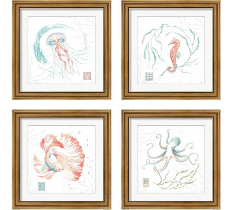 Delicate Sea 4 Piece Framed Art Print Set by Daphne Brissonnet