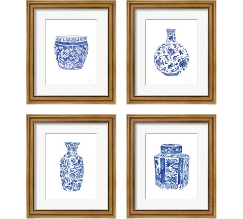 Chinoiserie Vase 4 Piece Framed Art Print Set by Mercedes Lopez Charro