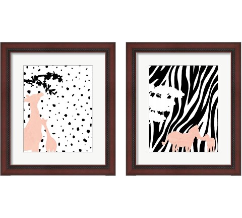 Modern Giraffe & Zebra 2 Piece Framed Art Print Set by Anna Quach