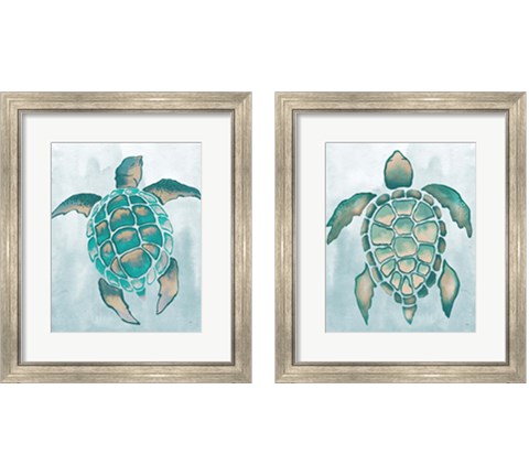 Aquatic Turtle  2 Piece Framed Art Print Set by Elizabeth Medley