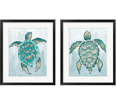 Aquatic Turtle  2 Piece Framed Art Print Set by Elizabeth Medley