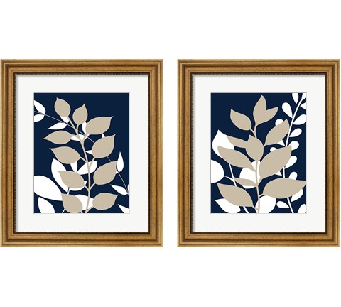 Navy FoliageSeries 2 Piece Framed Art Print Set by Tamara Robinson