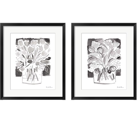 Lemon Gray Tulips 2 Piece Framed Art Print Set by Farida Zaman