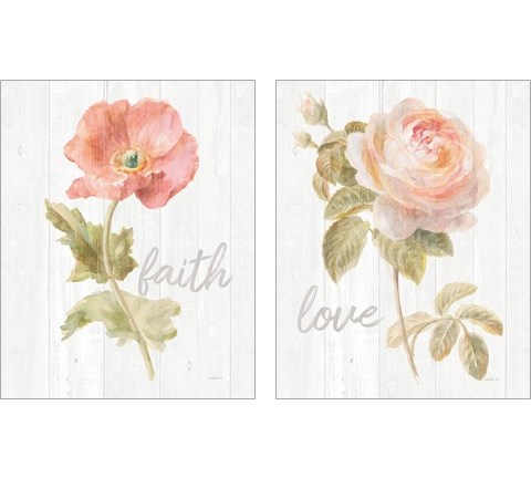 Garden Flower on Wood 2 Piece Art Print Set by Danhui Nai