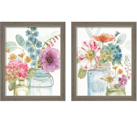 Rainbow Seeds Flowers 2 Piece Framed Art Print Set by Lisa Audit