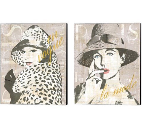 Fashion Week Paris Screenprint 2 Piece Canvas Print Set by Sue Schlabach