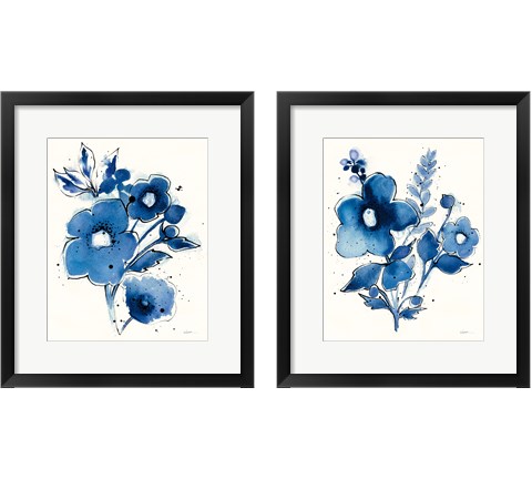 Independent Blooms Blue 2 Piece Framed Art Print Set by Shirley Novak