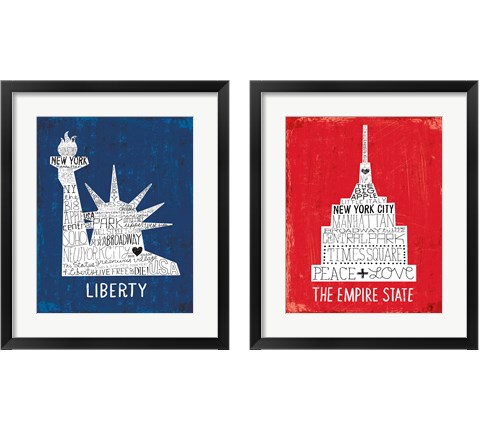 Iconic NYC 2 Piece Framed Art Print Set by Michael Mullan