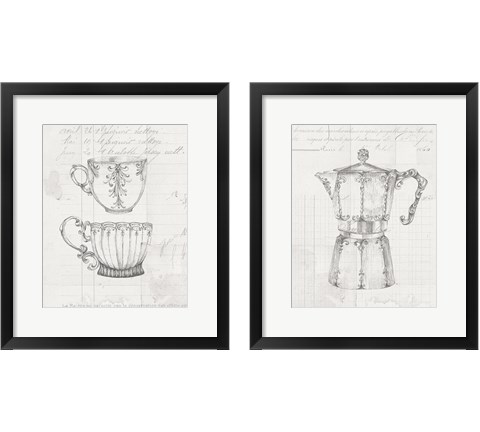 Authentic Coffee White Gray 2 Piece Framed Art Print Set by Daphne Brissonnet