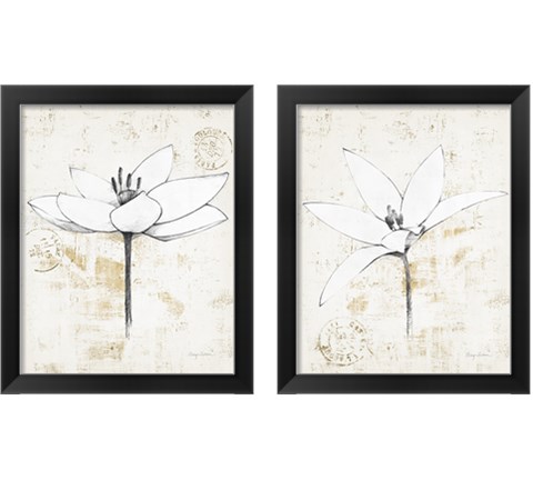 Pencil Floral Gold 2 Piece Framed Art Print Set by Avery Tillmon