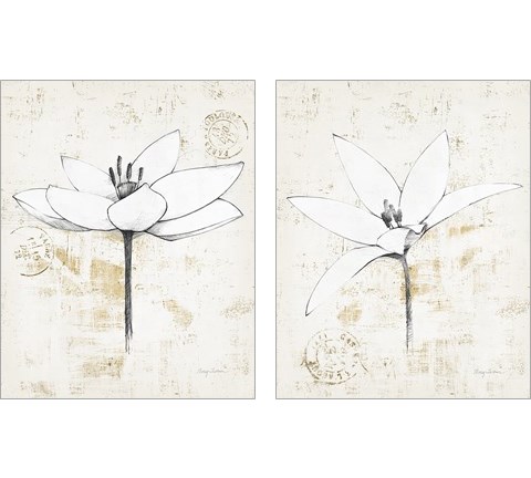 Pencil Floral Gold 2 Piece Art Print Set by Avery Tillmon