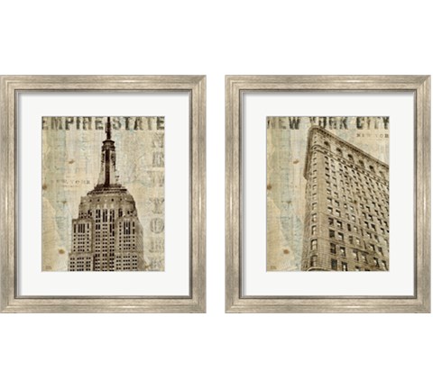 Vintage NY 2 Piece Framed Art Print Set by Michael Mullan