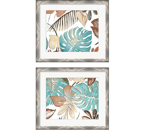 Teal and Tan Palms 2 Piece Framed Art Print Set by Patricia Pinto