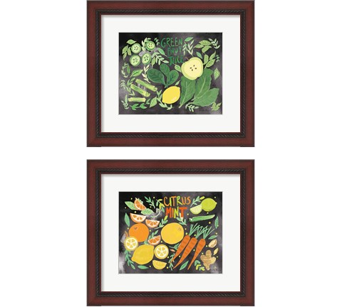 Fruitie Smoothie on Black 2 Piece Framed Art Print Set by Farida Zaman