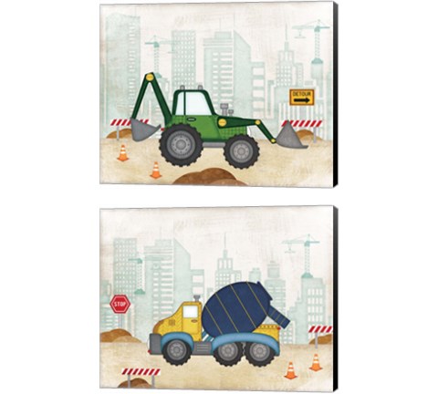 Kids Construction 2 Piece Canvas Print Set by Jennifer Pugh