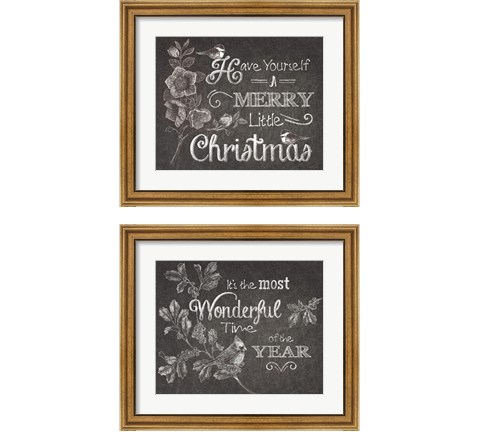 Chalkboard Christmas Sayings 2 Piece Framed Art Print Set by Beth Grove