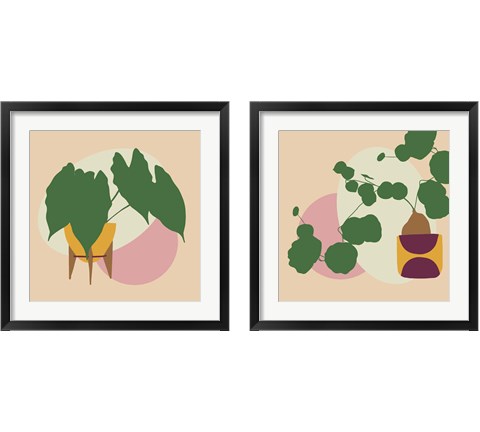 Mod Potted Plant 2 Piece Framed Art Print Set by Jen Bucheli