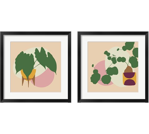 Mod Potted Plant 2 Piece Framed Art Print Set by Jen Bucheli