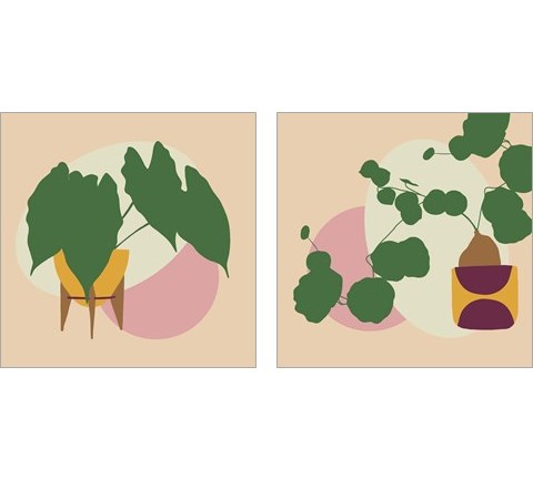 Mod Potted Plant 2 Piece Art Print Set by Jen Bucheli