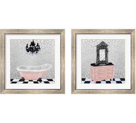 Rose Gold Bath 2 Piece Framed Art Print Set by Tiffany Hakimipour