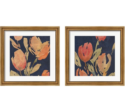 Dark Orange Tulips 2 Piece Framed Art Print Set by Lanie Loreth