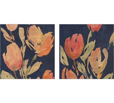 Dark Orange Tulips 2 Piece Art Print Set by Lanie Loreth